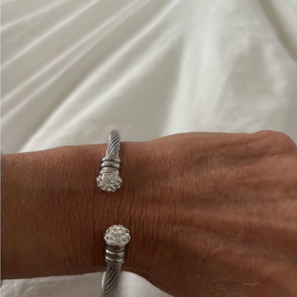 Elegant Silver-Tone Bracelet with Crystal Accents